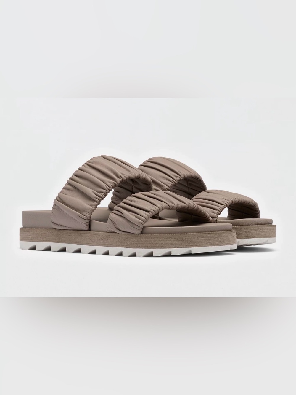 Sorel Roaming 2 stripe sandals ruched omega taupe size 7.5 $115